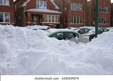 Chicago Blizzard 2011, Cars In The Snow On City Streets