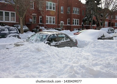 Chicago Blizzard 2011, Cars In The Snow On City Streets