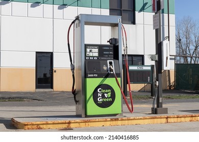 Chicago - Circa March 2022: Clean N’ Green compressed natural gas (CNG) fueling station. Clean N’ Green is a venture of Waste Management and PetroCard.