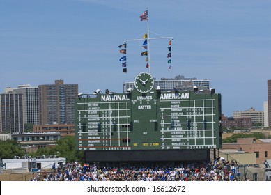 Chicago Cubs center field scoreboard at Wrigley Field