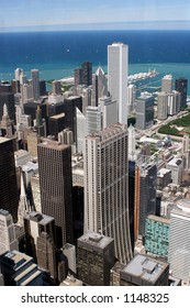 Chicago Downtown Seen From Top Floor Of Sears Tower (Skydeck).