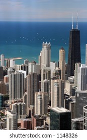 Chicago Downtown Seen From Top Floor Of Sears Tower (Skydeck).