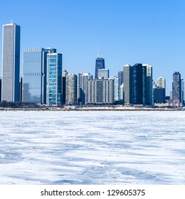 Chicago Downtown In Winter With Clear Sky