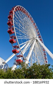 Chicago Ferris Wheel Ride At Navy Pier, Chicago IL, USA.