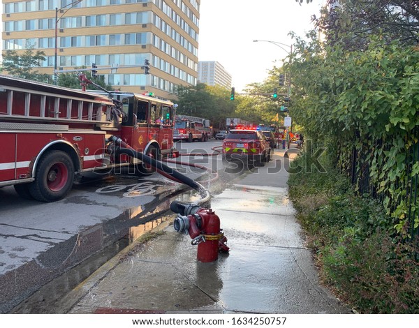 Chicago fire department on scene of a working 2\
alarm fire. October\
2019