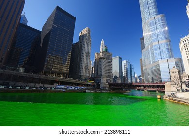 Chicago Green River During Saint Patrick Day