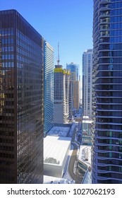 CHICAGO, IL -12 FEB 2018- View Of The Construction Site Of The Vista Tower,  A Supertall Skyscraper Being Built In Chicago, Illinois On Wacker Drive By Studio Gang Architects.