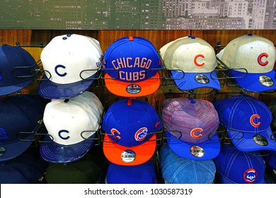 
CHICAGO, IL -12 FEB 2018- Team Store Selling Chicago Cubs Merchandise Inside On Michigan Avenue In Chicago. The Cubs Won The 2016 World Series In Baseball.