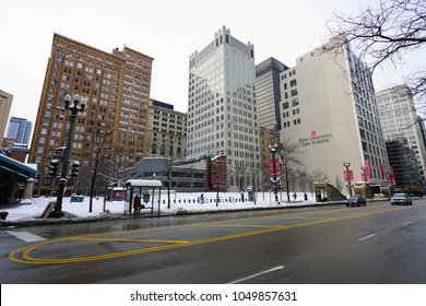 CHICAGO, IL -12 FEB 2018-  View Of The John Marshall Law School In The Loop Neighborhood Of Chicago.