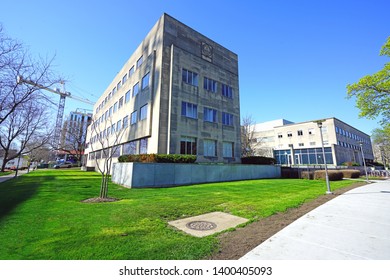 CHICAGO, IL -26 APR 2019- View Of The Harris School Of Public Policy On The Campus Of The University Of Chicago, Located In The Hyde Park Neighborhood Of Chicago, Illinois.