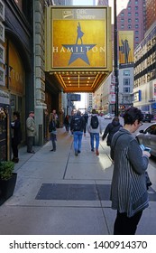 CHICAGO, IL -26 APR 2019- View Of The CIBC Theatre In Chicago Playing The Musical Hamilton Created By Lin Manuel Miranda. It Won 11 Tony Awards In 2016.