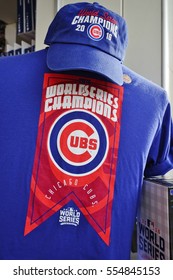 CHICAGO, IL -8 JAN 2017- Team Store Selling Chicago Cubs Merchandise Inside On Michigan Avenue In Chicago. The Cubs Won The 2016 World Series In Baseball.