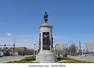 Chicago, IL April 20, 2020, Victory Monument Of Bronzeville Dedicated To The World War One African American Eighth Regiment Of The Illinois National Guard