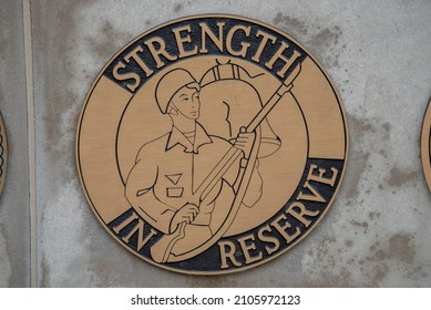 Chicago, IL, April 24, 2021, Gold Seal Of The United States Army Reserve, Strength In Reserve Logo