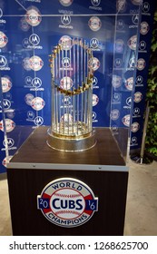 Chicago, IL August 25, 2018, Major League Baseball Chicago Cubs 2016 World Series Champions Commissioner's Trophy Display