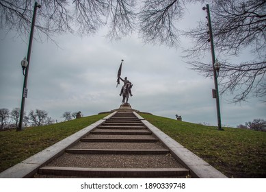 Chicago, IL December 11, 2020, General John Logan Monument In Grant Park, Site Of 1968 Democratic National Convention Protests