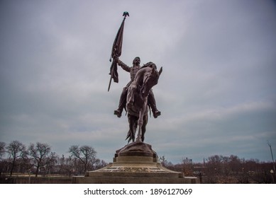 Chicago, IL December 11, 2020, General John Logan Monument In Grant Park, Site Of 1968 Democratic National Convention Protests