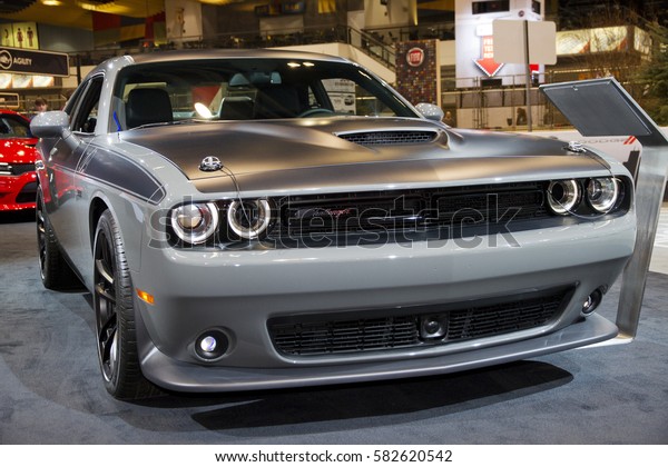 CHICAGO, IL -\
FEBRUARY 11: Dodge Challenger at the annual International\
auto-show, February 11, 2017 in Chicago,\
IL