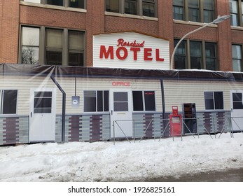 Chicago, IL February 14, 2021, Replay Lincoln Park Exterior Designed To Look Like Rosebud Motel From The TV Show Schitt's Creek