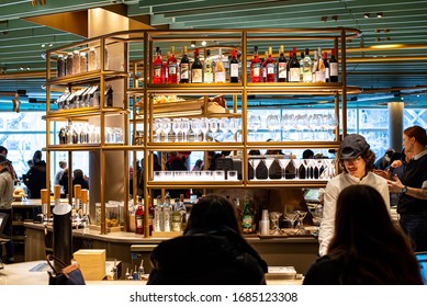 Chicago, IL - February 17, 2020 : The Drink Bar At Starbucks Reserve Roastery In Chicago.