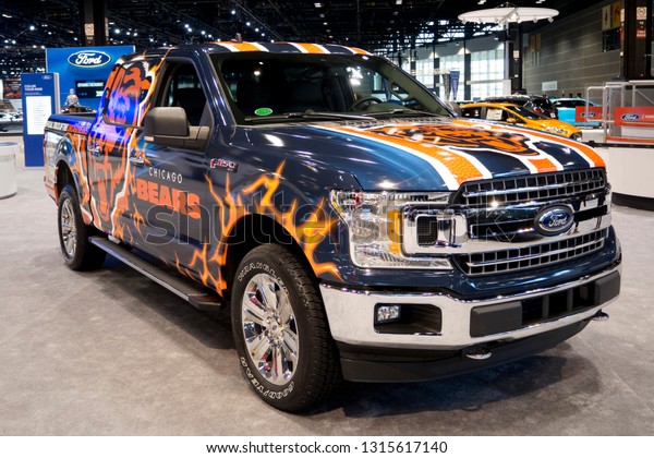 CHICAGO, IL - FEBRUARY 9: Chicago Bears Ford F150
pickup at the annual International auto-show, February 9, 2019 in
Chicago, IL
