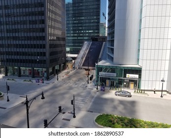 Chicago, IL June 2, 2020, Jackson Street Drawbridge Bridge Over The Chicago River Raised Due To The George Floyd Race Riots