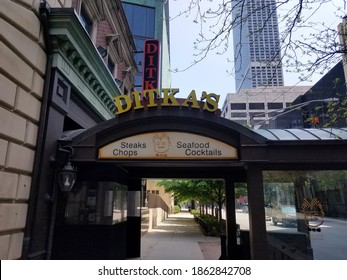 Chicago, IL May 24, 2020, Mike Ditka's Restaurant Entrance And Sign, Closed Due To The COVID-19 Coronavirus Pandemic