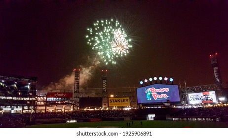 Chicago, IL May 6, 2016 Fireworks at night after a Chicago White Sox Baseball Friday night home game at Comiskey Park