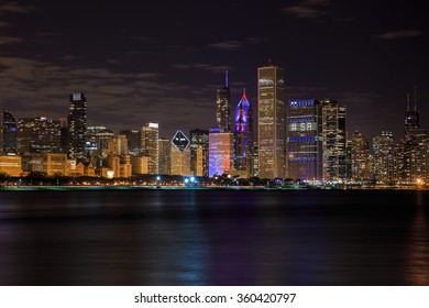 CHICAGO, IL: November 11 2015 - Chicago Skyline At Night.