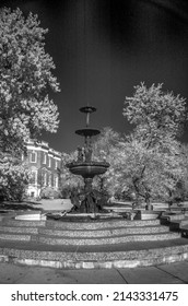 Chicago, IL November 13, 2016, The Childrens Fountain Beside The Chicago History Museum In Lincoln Park, Infrared Color Swap, Black And White Image