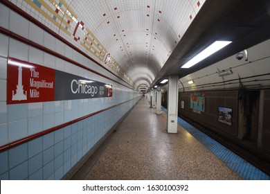 Chicago, IL October 8, 2019, CTA Chicago Transit Authority Chicago Red Line El Subway Station Underground Platform