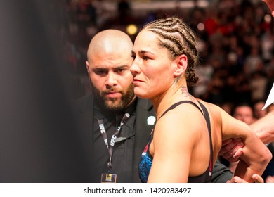 Chicago, IL, United States - June 8, 2019: Jessica Eye After Being Knocked Out By Valentina Shevchenko During UFC 238. 