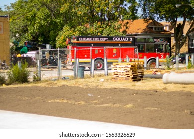 Chicago, Il, U.S : September 12, 2017 : The Film Crew Of The Popular TV Show Chicago Fire Is Film In The Chicago South Side Neighborhood Of Chatham.