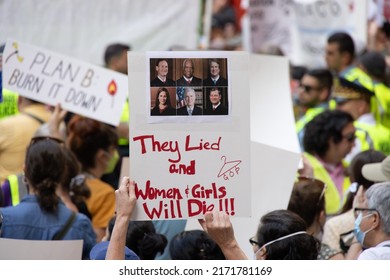 Chicago, Il USA - 06 24 2022: Large crowds protest the overturning of Roe V wade
