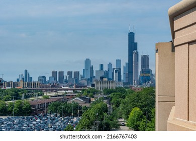Chicago, IL, USA - 06.12.2022
- View of the City of Chicago and it’s Skyline from the outside of the top of a structure on the south side of the city