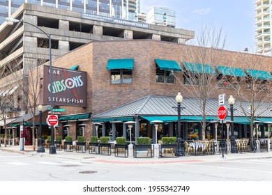 CHICAGO, IL, USA - MARCH 30, 2021: Gibson's Steakhouse Is An Upscale Steak And Seafood Restaurant Chain With This Location In Downtown Chicago.