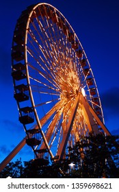 Chicago, IL, USA May 30 The 200 Foot Navy Pier Ferris Wheel Glows At Dusk In Chicago