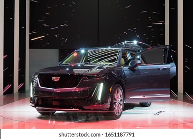 CHICAGO, ILLINOIS - February 8, 2020: New 2020 Cadillac XT6 Displayed At McCormick Place At The Annual Chicago Auto Show 