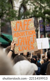 Chicago, Illinois - June 24 2022: Pro-choice Pro-abortion Protests In Downtown Chicago After Overturning Of Roe V. Wade, Person Holding Sign Up 