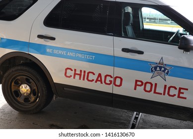 CHICAGO, ILLINOIS - MAY 24, 2019: Chicago Police Department car in downtown Chicago