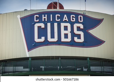 Chicago, Illinois - October 7, 2016 Chicago Cubs Sign at Wrigley Field major league baseball team post season
