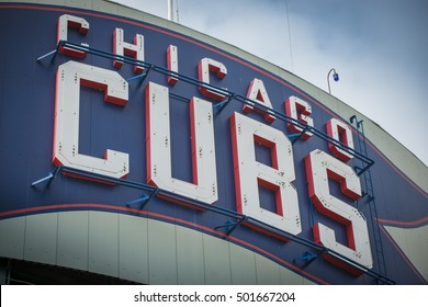 Chicago, Illinois - October 7, 2016 Chicago Cubs Sign at Wrigley Field major league baseball team post season