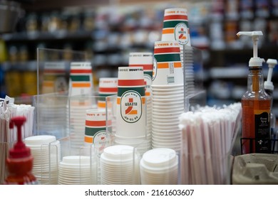 Chicago, Illinois United States - April 29, 2022  711 Gas Stations Coffee Station