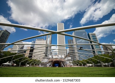 Chicago, Illinois, United States - August 27, 2019: Preparations For The Jazz Festival At The Jay Pritzker Pavilion