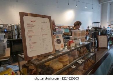 Chicago, Illinois, United States - Interior View Of The Intelligentsia Coffee Bar Located In The Heritage At Millennium Park.