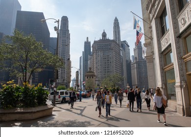 Chicago, Illinois, United States - October 9, 2018: The Magnificent Mile.