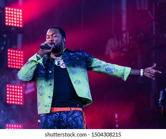 Chicago, Illinois / United States - Sunday, August 4th, 2019:  Rapper Meek Mill Performs At Lollapalooza In Grant Park, Chicago.