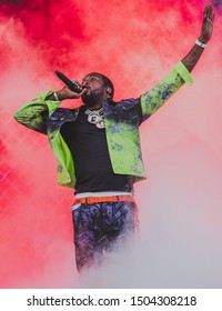 Chicago, Illinois / United States - Sunday, August 4th, 2019:  Rapper Meek Mill Performs At Lollapalooza In Grant Park, Chicago.