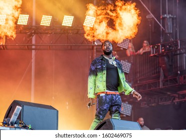 Chicago, Illinois / United States - Sunday, August 4th, 2019:  Rapper Meek Mill Performs At Lollapalooza In Grant Park, Chicago.