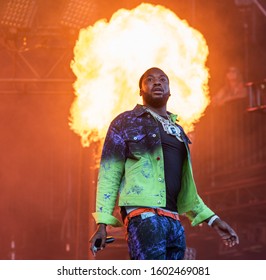 Chicago, Illinois / United States - Sunday, August 4th, 2019:  Rapper Meek Mill Performs At Lollapalooza In Grant Park, Chicago.